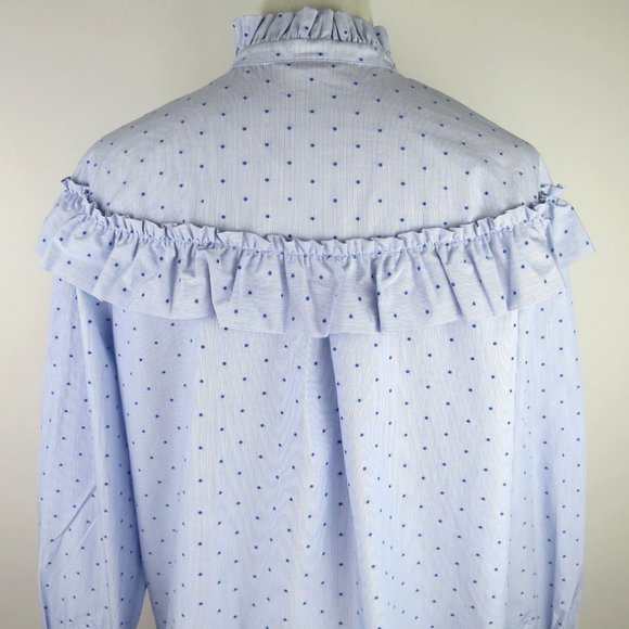 H&M Ruffled Prairie Swiss Dot Blouse Size 6 - Picture 8 of 10